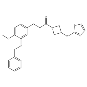 3-(3-(Benzyloxy)-4-methoxyphenyl)-1-(3-(thiazol-2-yloxy)azetidin-1-yl)propan-1-one结构式
