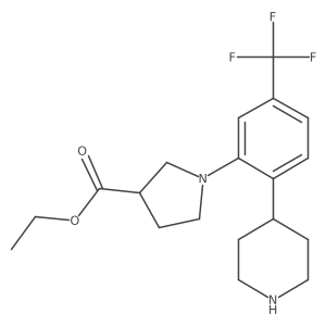Ethyl 1-[2-piperidin-4-yl-5-(trifluoromethyl)phenyl]pyrrolidine-3-carboxylate结构式