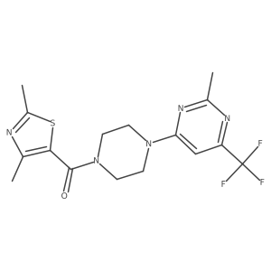 (2,4-Dimethylthiazol-5-yl)(4-(2-methyl-6-(trifluoromethyl)pyrimidin-4-yl)piperazin-1-yl)methanone Structure