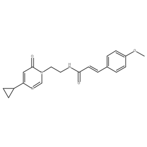 (2E)-N-[2-(4-cyclopropyl-6-oxo-1,6-dihydropyrimidin-1-yl)ethyl]-3-(4-methoxyphenyl)prop-2-enamide结构式