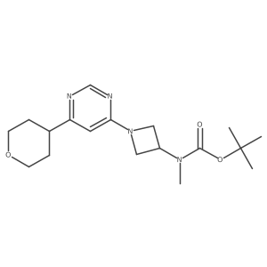 tert-butyl N-methyl-N-{1-[6-(oxan-4-yl)pyrimidin-4-yl]azetidin-3-yl}carbamate结构式