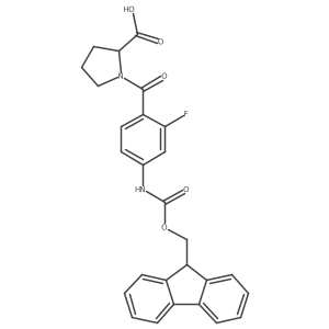 (2R)-1-[4-({[(9H-fluoren-9-yl)methoxy]carbonyl}amino)-2-fluorobenzoyl]pyrrolidine-2-carboxylic acid Structure