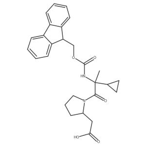 2-[(2R)-1-[2-cyclopropyl-2-({[(9H-fluoren-9-yl)methoxy]carbonyl}amino)propanoyl]pyrrolidin-2-yl]acetic acid结构式