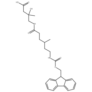 4-[6-({[(9H-fluoren-9-yl)methoxy]carbonyl}amino)-4-methylhexanamido]-3-hydroxy-3-methylbutanoic acid Structure