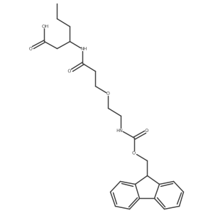 3-{3-[2-({[(9H-fluoren-9-yl)methoxy]carbonyl}amino)ethoxy]propanamido}hexanoic acid结构式