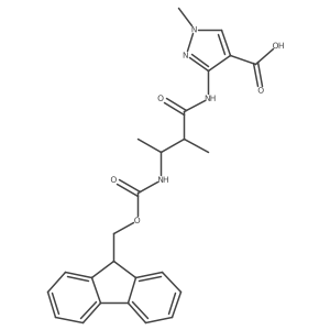 3-[3-({[(9H-fluoren-9-yl)methoxy]carbonyl}amino)-2-methylbutanamido]-1-methyl-1H-pyrazole-4-carboxylic acid结构式