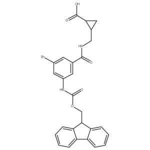 rac-(1R,2S)-2-({[3-bromo-5-({[(9H-fluoren-9-yl)methoxy]carbonyl}amino)phenyl]formamido}methyl)cyclopropane-1-carboxylic acid Structure