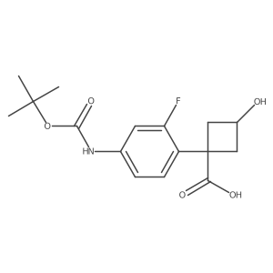 1-(4-{[(Tert-butoxy)carbonyl]amino}-2-fluorophenyl)-3-hydroxycyclobutane-1-carboxylic acid Structure