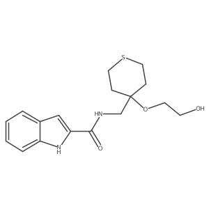 N-((4-(2-hydroxyethoxy)tetrahydro-2H-thiopyran-4-yl)methyl)-1H-indole-2-carboxamide结构式