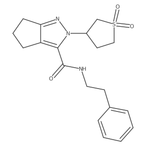 2-(1,1-dioxidotetrahydrothiophen-3-yl)-N-phenethyl-2,4,5,6-tetrahydrocyclopenta[c]pyrazole-3-carboxamide结构式