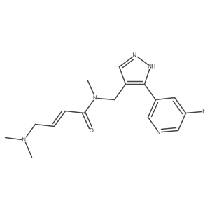 (2E)-4-(dimethylamino)-N-{[3-(5-fluoropyridin-3-yl)-1H-pyrazol-4-yl]methyl}-N-methylbut-2-enamide结构式