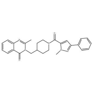 2-methyl-3-{[1-(1-methyl-3-phenyl-1H-pyrazole-5-carbonyl)piperidin-4-yl]methyl}-3,4-dihydroquinazolin-4-one结构式