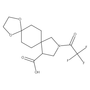 2-(2,2,2-trifluoroacetyl)-9,12-dioxa-2-azadispiro[4.2.48.25]tetradecane-4-carboxylic acid结构式