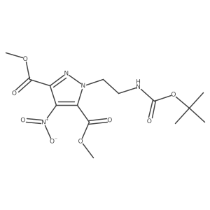 1-(2-tert-Butoxycarbonylamino-ethyl)-4-nitro-1H-pyrazole-3,5-dicarboxylic acid dimethyl ester Structure