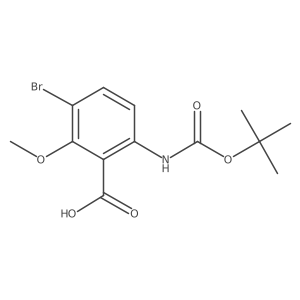 3-Bromo-6-[(tert-butoxycarbonyl)amino]-2-methoxybenzoic acid结构式