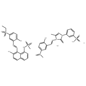 Chromate(1-), (3-(4,5-dihydro-4-((2-hydroxy-5-nitrophenyl)azo)-3-methyl-5-oxo-1H-pyrazol-1-yl)benzenesulfonamidato(2-))(N-(8-((5-(ethylsulfonyl)-2-hydroxyphenyl)azo)-7-hydroxy-1-naphthalenyl)methanesulfonamidato(2-))-, sodium Structure