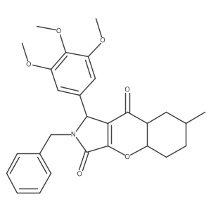 2-benzyl-7-methyl-1-(3,4,5-trimethoxyphenyl)-4a,5,6,7,8,8a-hexahydro-1H-chromeno[2,3-c]pyrrole-3,9-dione结构式