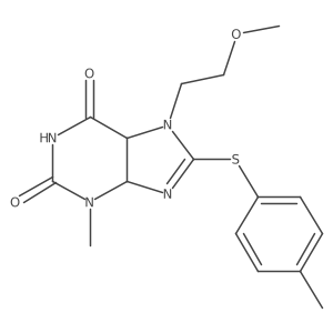 7-(2-Methoxyethyl)-3-methyl-8-(4-methylphenyl)sulfanyl-4,5-dihydropurine-2,6-dione结构式