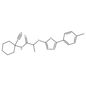 2-((5-(4-Chlorophenyl)-1,3,4-oxadiazol-2-yl)thio)-N-(1-cyanocyclohexyl)propanamide结构式