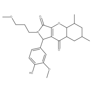 1-(4-hydroxy-3-methoxyphenyl)-2-(3-methoxypropyl)-5,7-dimethyl-4a,5,6,7,8,8a-hexahydro-1H-chromeno[2,3-c]pyrrole-3,9-dione结构式