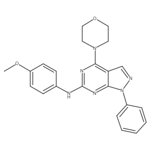 N-(4-methoxyphenyl)-4-(morpholin-4-yl)-1-phenyl-1H-pyrazolo[3,4-d]pyrimidin-6-amine结构式