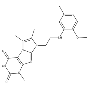 8-(2-((2-methoxy-5-methylphenyl)amino)ethyl)-1,6,7-trimethyl-1H-imidazo[2,1-f]purine-2,4(3H,8H)-dione结构式