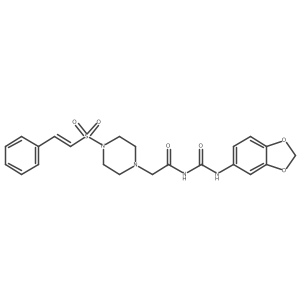 3-(1,3-Dioxaindan-5-yl)-1-{2-[4-(2-phenylethenesulfonyl)piperazin-1-yl]acetyl}urea Structure