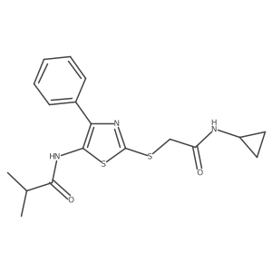 N-(2-{[(cyclopropylcarbamoyl)methyl]sulfanyl}-4-phenyl-1,3-thiazol-5-yl)-2-methylpropanamide Structure