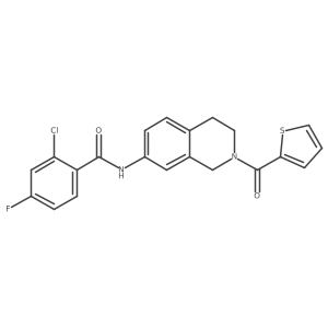 2-chloro-4-fluoro-N-(2-(thiophene-2-carbonyl)-1,2,3,4-tetrahydroisoquinolin-7-yl)benzamide Structure