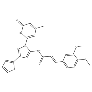 (Z)-3-(3,4-dimethoxyphenyl)-N-(1-(4-methyl-6-oxo-1,6-dihydropyrimidin-2-yl)-3-(thiophen-2-yl)-1H-pyrazol-5-yl)acrylamide Structure