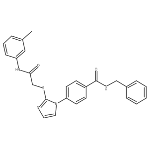 N-benzyl-4-(2-((2-oxo-2-(m-tolylamino)ethyl)thio)-1H-imidazol-1-yl)benzamide结构式