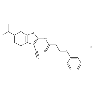 N-(3-cyano-6-isopropyl-4,5,6,7-tetrahydrothieno[2,3-c]pyridin-2-yl)-3-(phenylthio)propanamide hydrochloride结构式