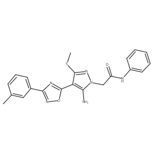 2-{5-amino-4-[3-(3-methylphenyl)-1,2,4-oxadiazol-5-yl]-3-(methylsulfanyl)-1H-pyrazol-1-yl}-N-phenylacetamide Structure