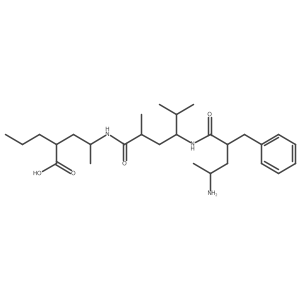 Pentanoic acid, 4-[[(2R,4R)-4-[[(2S,4R)-4-amino-1-oxo-2-(phenylmethyl)pentyl]amino]-2,5-dimethyl-1-oxohexyl]amino]-2-propyl-, (2S,4S)- Structure