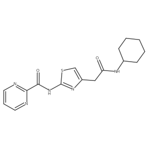 N-(4-(2-(cyclohexylamino)-2-oxoethyl)thiazol-2-yl)pyrimidine-2-carboxamide结构式