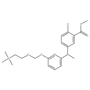 2-Chloro-5-{methyl-[6-(2-trimethylsilanyl-ethoxymethoxy)-pyridin-2-yl]-amino}-benzoic acid methyl ester结构式