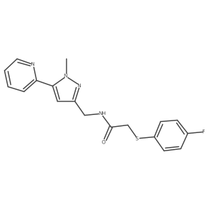 2-((4-fluorophenyl)thio)-N-((1-methyl-5-(pyridin-2-yl)-1H-pyrazol-3-yl)methyl)acetamide Structure