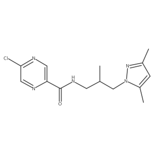 5-chloro-N-[3-(3,5-dimethyl-1H-pyrazol-1-yl)-2-methylpropyl]pyrazine-2-carboxamide结构式