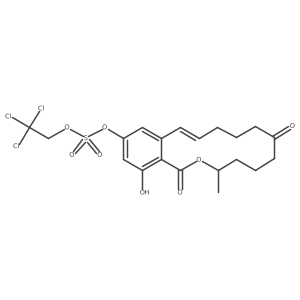 [(4S,12E)-18-hydroxy-4-methyl-2,8-dioxo-3-oxabicyclo[12.4.0]octadeca-1(14),12,15,17-tetraen-16-yl] 2,2,2-trichloroethyl sulfate结构式