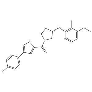 (3-((6-ethyl-5-fluoropyrimidin-4-yl)oxy)pyrrolidin-1-yl)(4-(4-fluorophenyl)-1H-pyrrol-2-yl)methanone Structure