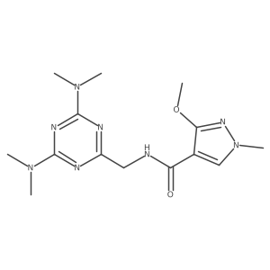 N-((4,6-bis(dimethylamino)-1,3,5-triazin-2-yl)methyl)-3-methoxy-1-methyl-1H-pyrazole-4-carboxamide结构式