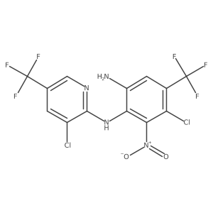 5-Chloro-N1-(3-chloro-5-(trifluoromethyl)pyridin-2-yl)-6-nitro-4-(trifluoromethyl)benzene-1,2-diamine结构式