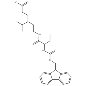 4-{2-[(2R)-2-({[(9H-fluoren-9-yl)methoxy]carbonyl}amino)butanamido]ethyl}-5-methylhexanoic acid Structure