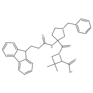 1-[1-benzyl-3-({[(9H-fluoren-9-yl)methoxy]carbonyl}amino)pyrrolidine-3-carbonyl]-3,3-dimethylazetidine-2-carboxylic acid Structure