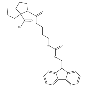 1-[5-({[(9H-fluoren-9-yl)methoxy]carbonyl}amino)pentanoyl]-2-(methoxymethyl)pyrrolidine-2-carboxylic acid结构式