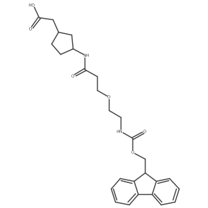 2-(3-{3-[2-({[(9H-fluoren-9-yl)methoxy]carbonyl}amino)ethoxy]propanamido}cyclopentyl)acetic acid Structure