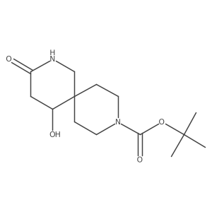 tert-Butyl5-hydroxy-3-oxo-2,9-diazaspiro[5.5]undecane-9-carboxylate结构式