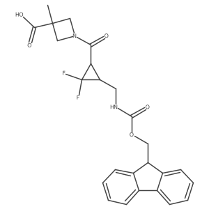 rac-1-[(1R,3S)-3-[({[(9H-fluoren-9-yl)methoxy]carbonyl}amino)methyl]-2,2-difluorocyclopropanecarbonyl]-3-methylazetidine-3-carboxylic acid Structure