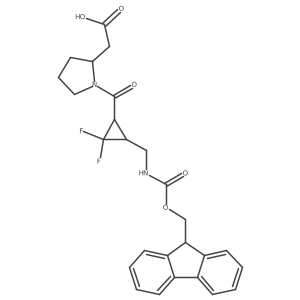 2-[(2S)-1-[(1RS,3SR)-3-[({[(9H-fluoren-9-yl)methoxy]carbonyl}amino)methyl]-2,2-difluorocyclopropanecarbonyl]pyrrolidin-2-yl]acetic acid Structure