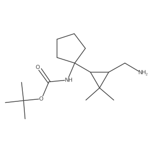rac-tert-butyl N-{1-[(1R,3R)-3-(aminomethyl)-2,2-dimethylcyclopropyl]cyclopentyl}carbamate结构式